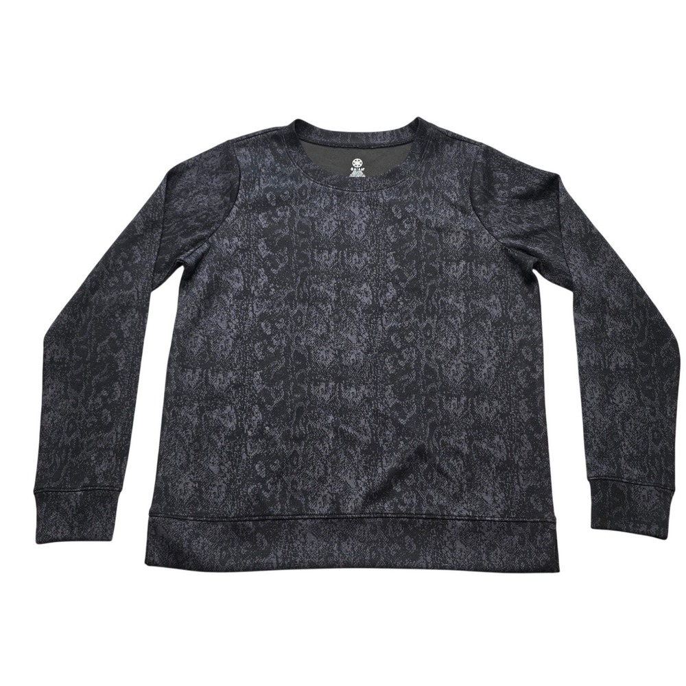 Gaiam Hudson Pullover Snake Print Sweatshirt Black Athleisure Womens Medium NWT